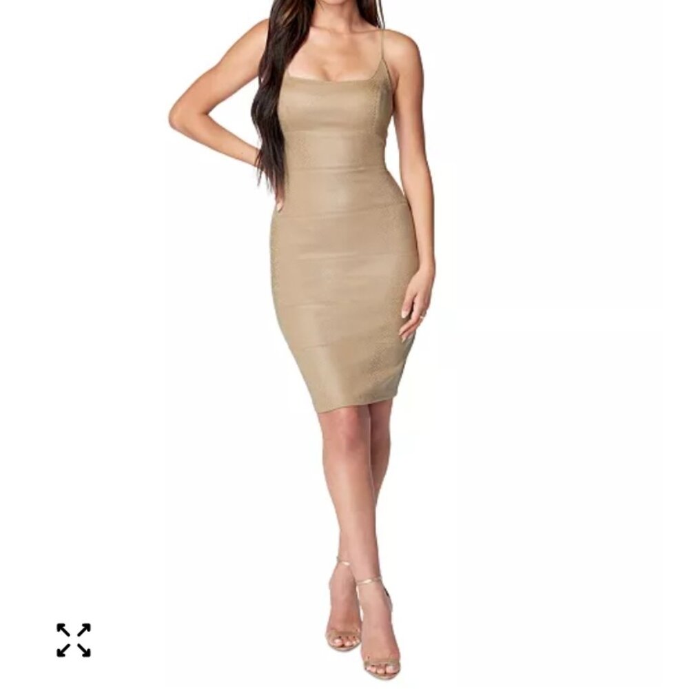 Bebe Faux Leather Square-Neck Dress